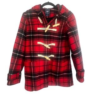 GAP Black and Red Plaid Coat